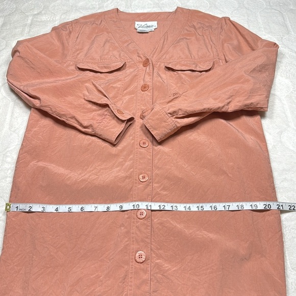 Victoria Soie 100% Silk Muted Pink Midi Shirt Dress Button Front Tunic Sz 10 - Picture 5 of 10